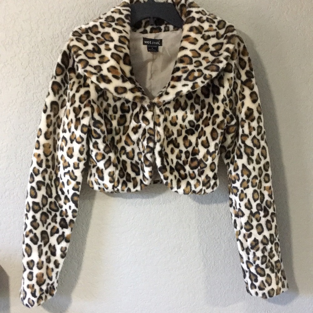 Cheetah Print Faux Fur Jacket Size Small